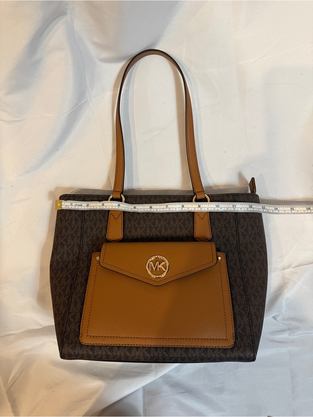 Michael Kors Joey Tote Logo Canvas Brown Monogram Tan Snap Front Pocket. New! - Picture 5 of 13